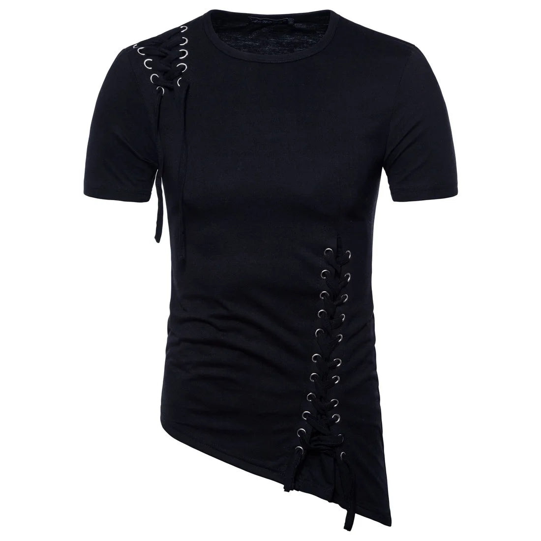 Men's Unique slim O-neck T-shirt with weaving rope design- S - XXL