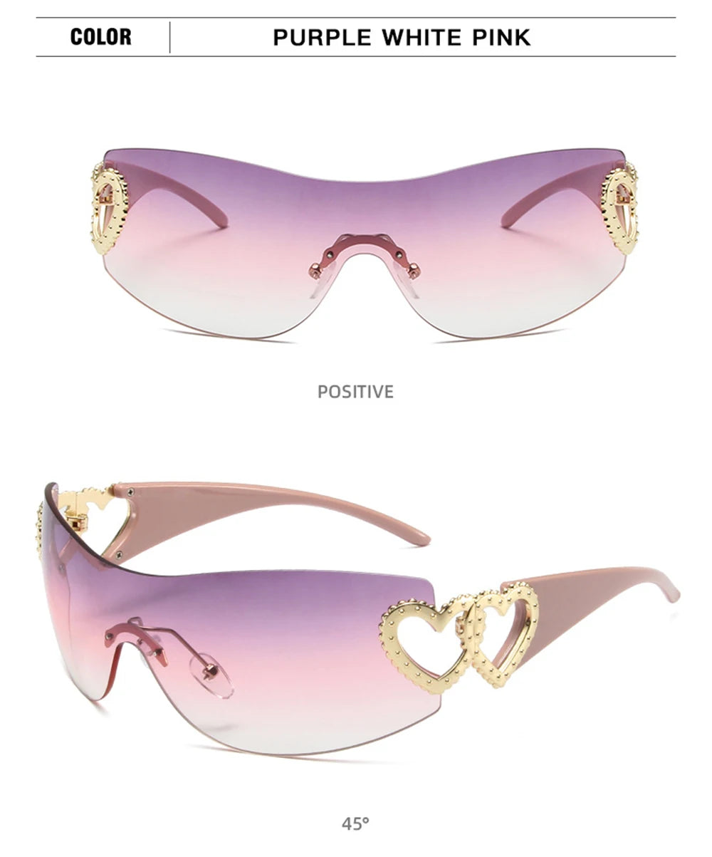 Woman's wide lens Sunglasses  with heart shaped hinges