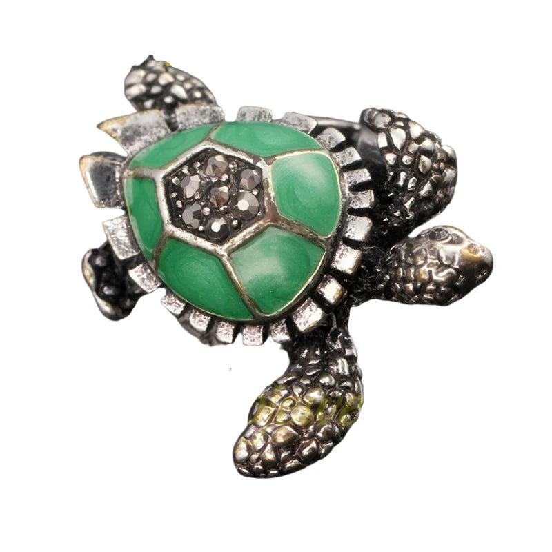 Anillo de tortuga con diamantes de imitación