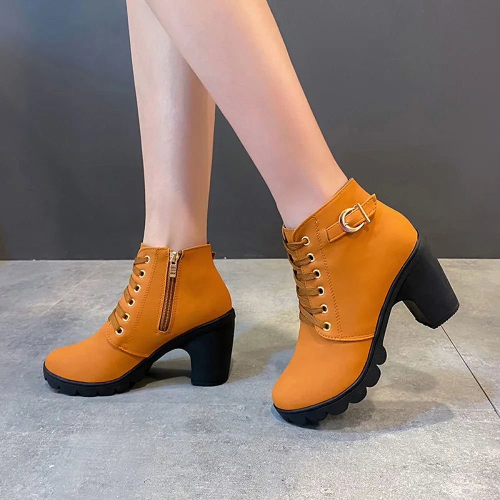 Women's Lace-up High Heels Boots