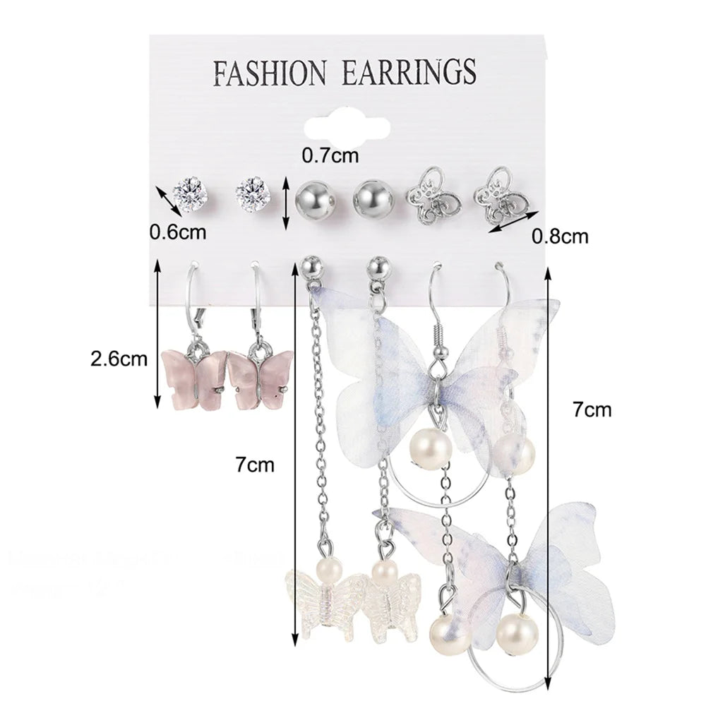 Butterfly Dangle Earrings Set