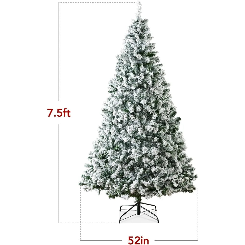 4.5ft - 9ft Artificial Christmas Tree with snow covered Appearance- comes w/Metal Stand -4.5 ft, 6 ft, 7.5 ft, 9 ft