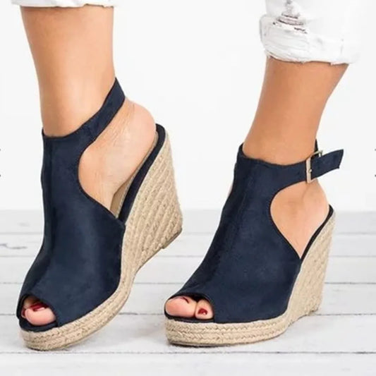 Women's Straw Slope Wedge Roman Sandals