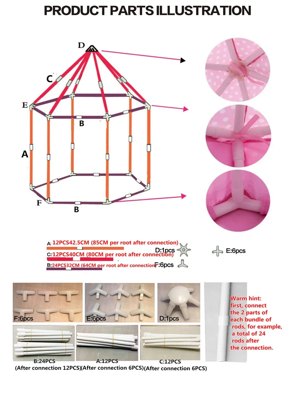 Portable Children's Tent for-Princess Castle