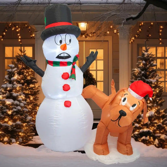 4 FT Yard Inflatable- Snowman with Peeing Dog