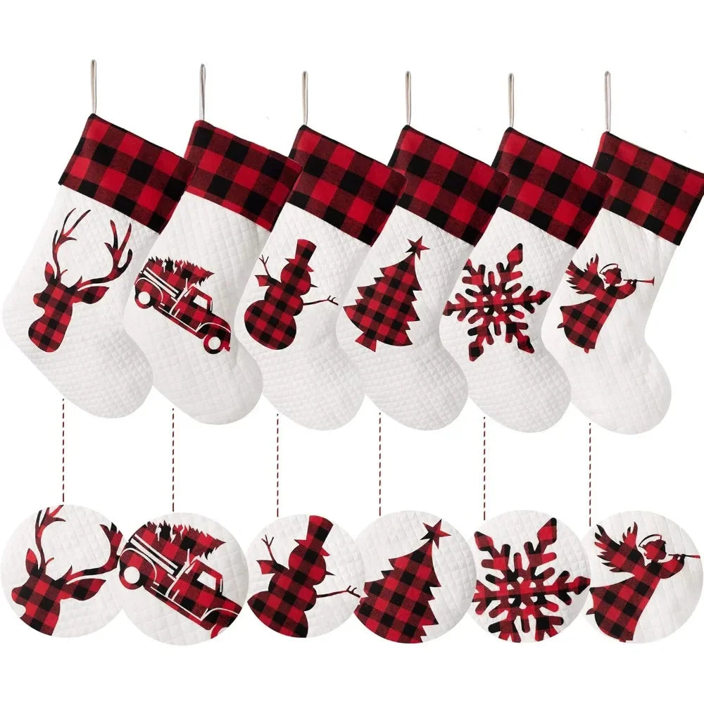 Set of 8 Hanging Xmas Stockings