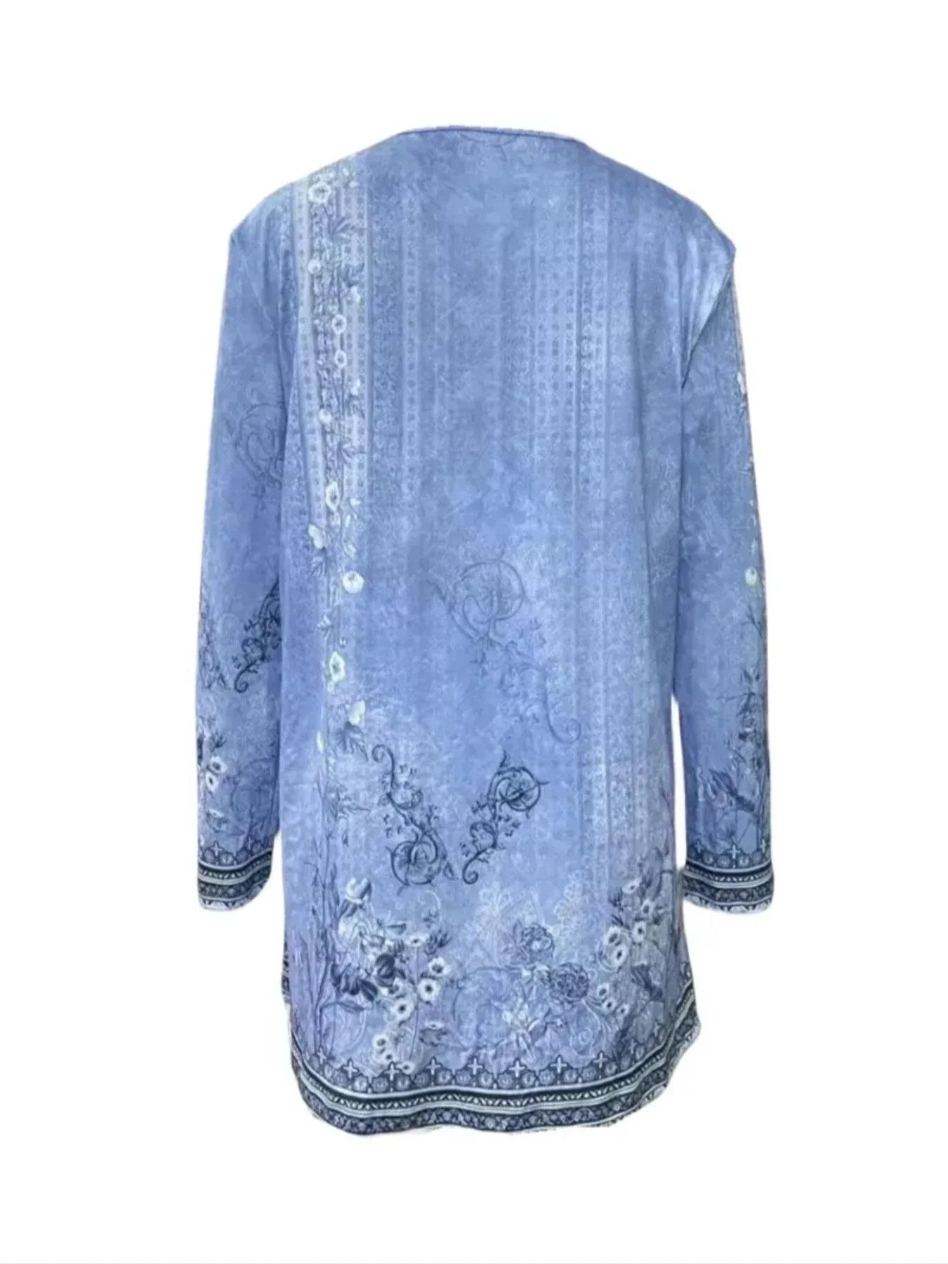 Plus Size Casual Ethnic Style Printed  Long Sleeve Cardigan - 1XL-5XL