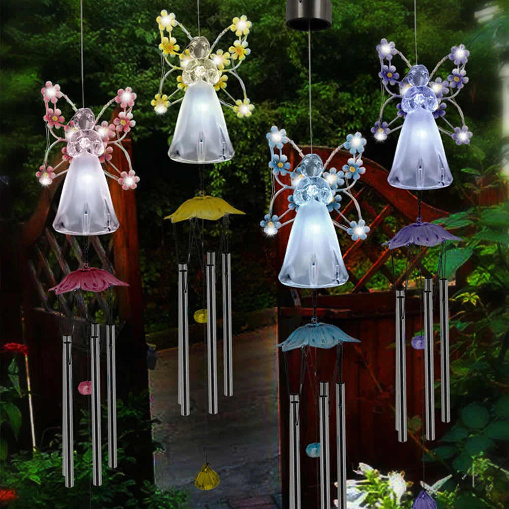 LED Solar Angel Wind Chime with  Intelligent Control