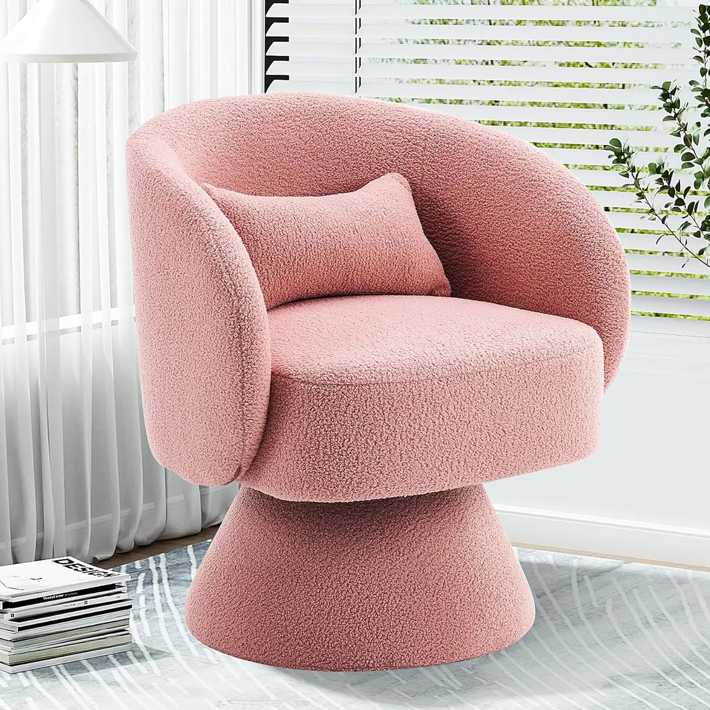 Set of 2 Upholstered Swivel Barrel Accent Chair - 360 Degree Swivel