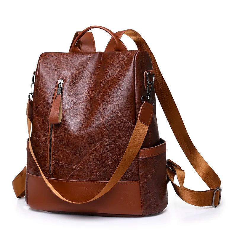 Women’s Soft Leather Large Capacity Backpack- Shoulder Bags