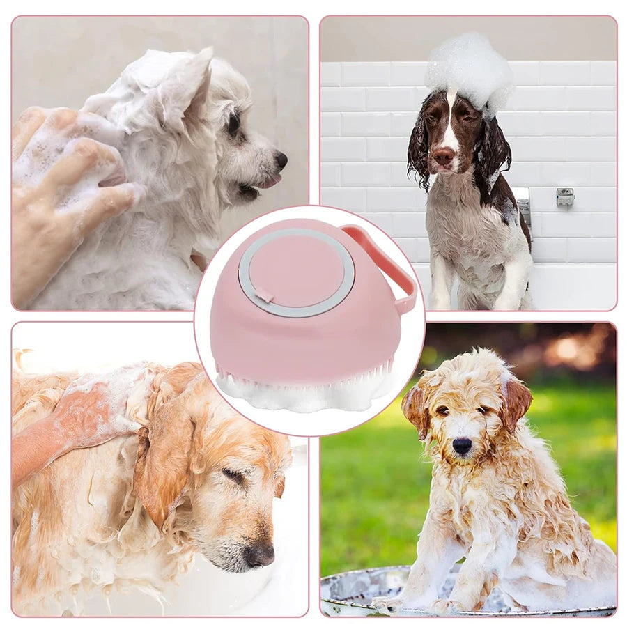 Silicone Pet Shampoo  Massage Brush Massage  With Shampoo Storage