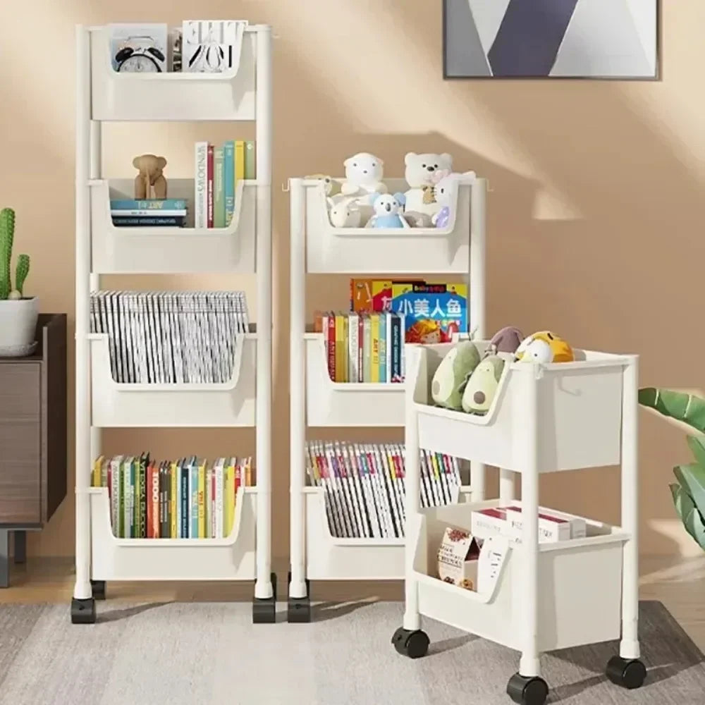 Trolley Bookshelf Kitchen Storage Rack- Home Organizer