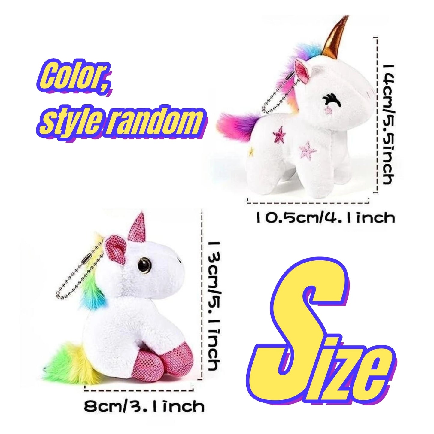 8 Pcs 4.1 Inch Mini key chain Plush Unicorn Stuffed Animals