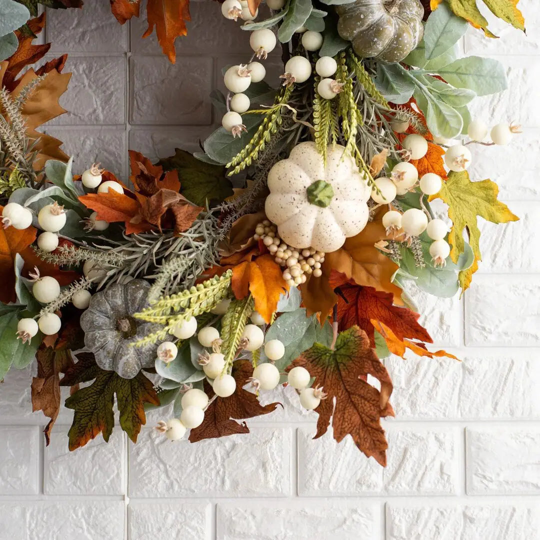 Autumn White Pumpkin Door Wreath