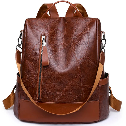 Women’s Soft Leather Large Capacity Backpack- Shoulder Bags