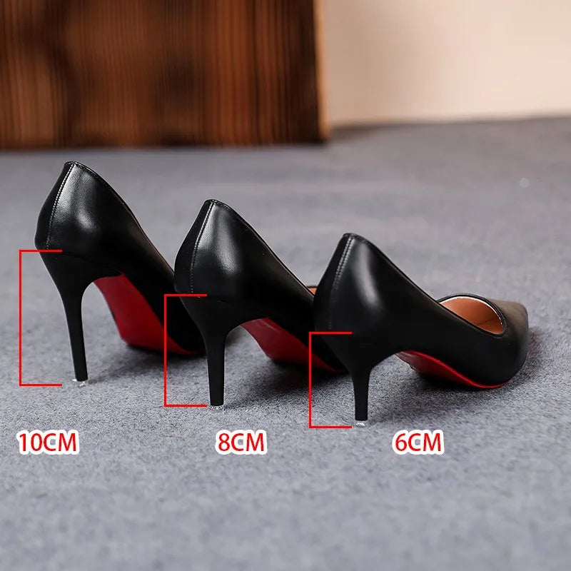 Woman's Black Heels With Red Soles