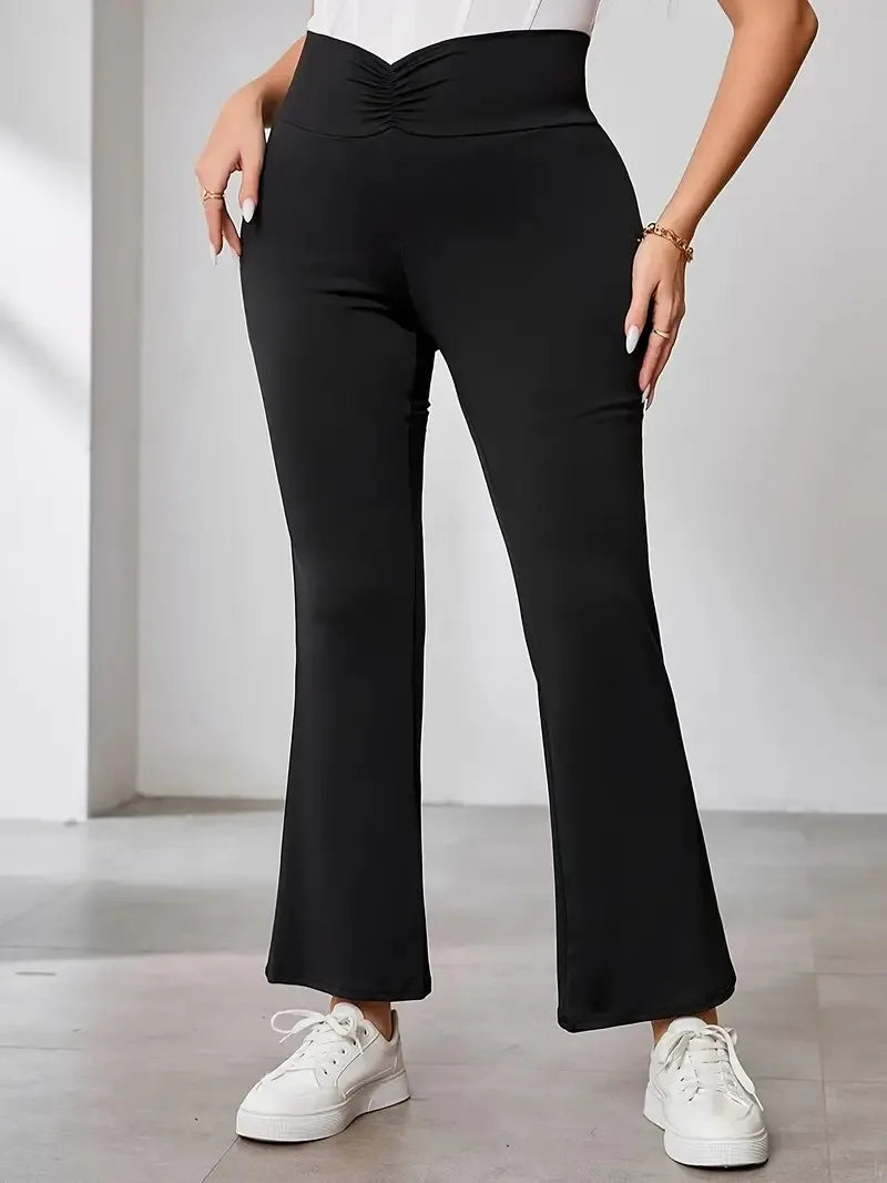 Plus Size High Waist Flare Black Office pants