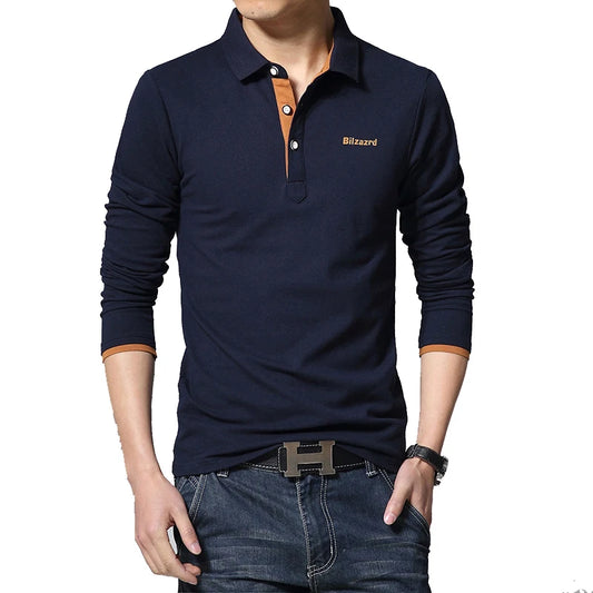 Men's Casual Long-Sleeve Polo Shirt  - Slim Fit