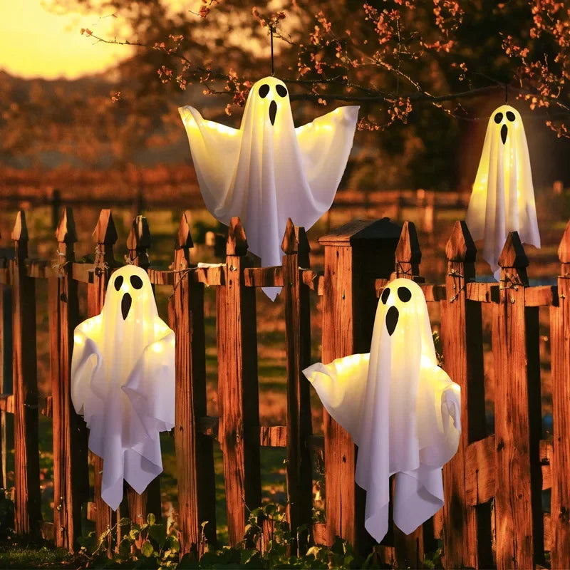 1-8PCS Halloween Hanging Ghost Led Decorations