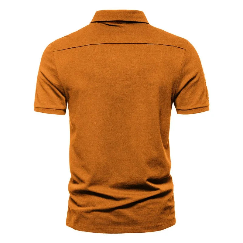 Men's Short Sleeve Breathable Embroidered Polo  T-shirt