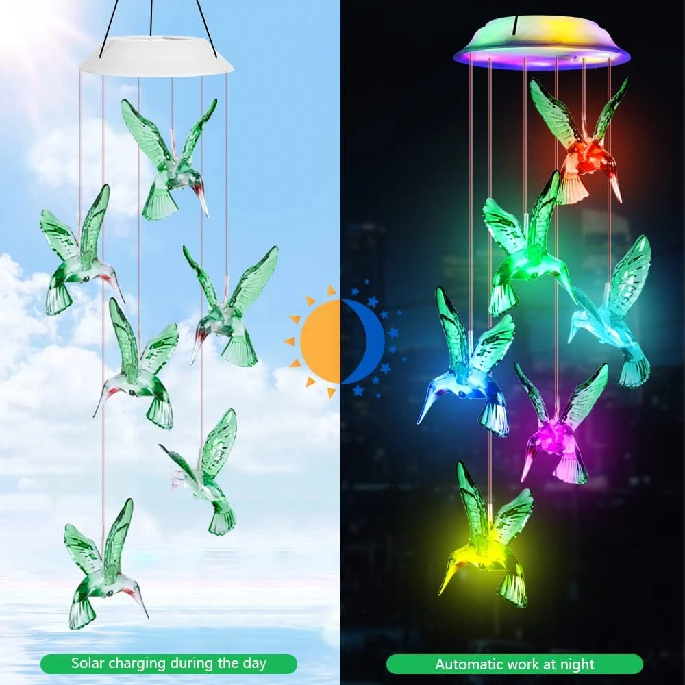 Owl Solar Wind Chimes - choose between owl or humming bird