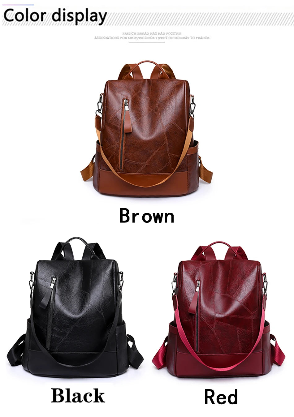 Women’s Soft Leather Large Capacity Backpack- Shoulder Bags