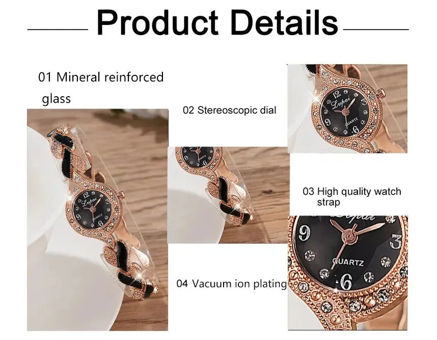 5pc Set-Women's Quartz Wrist Watch