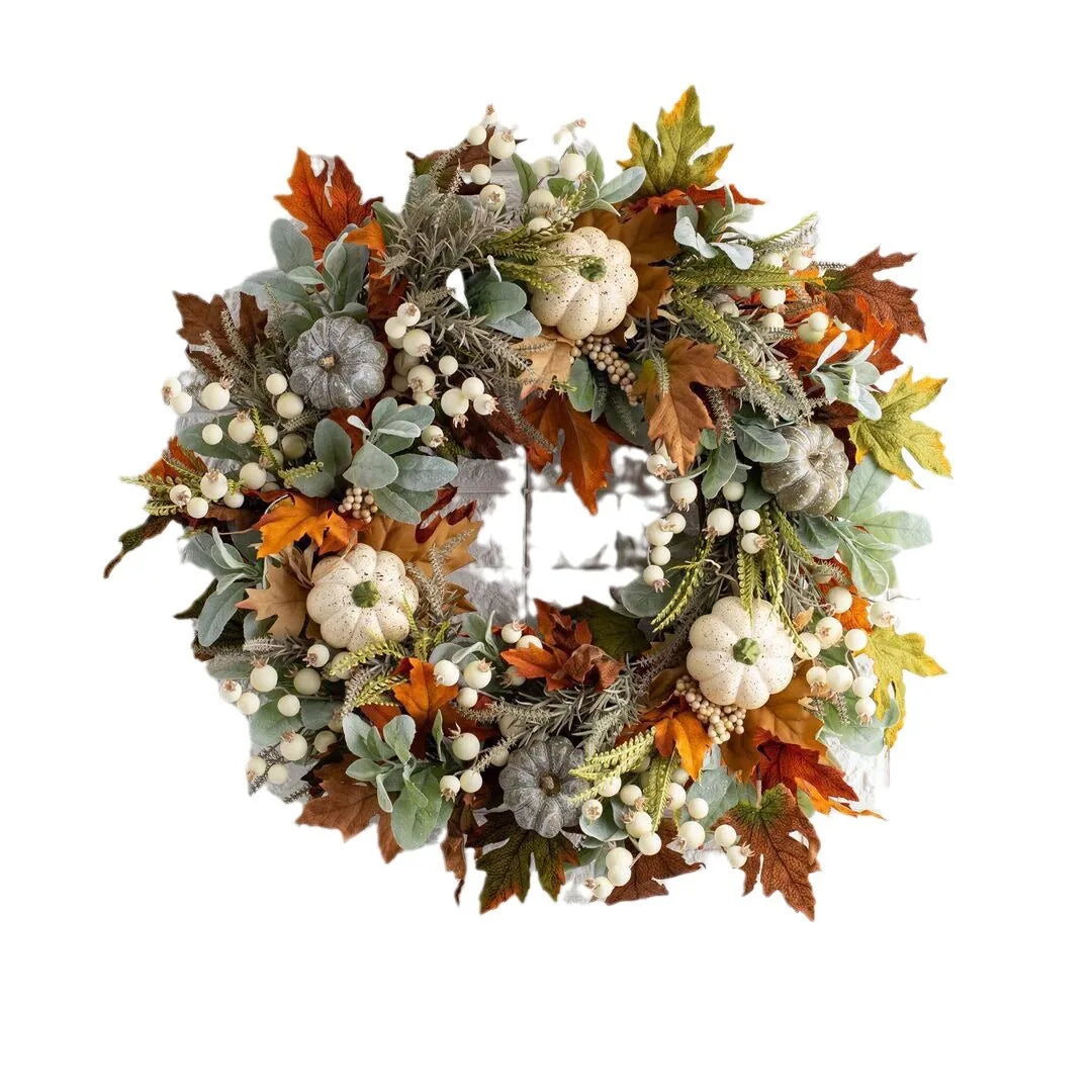 Autumn White Pumpkin Door Wreath