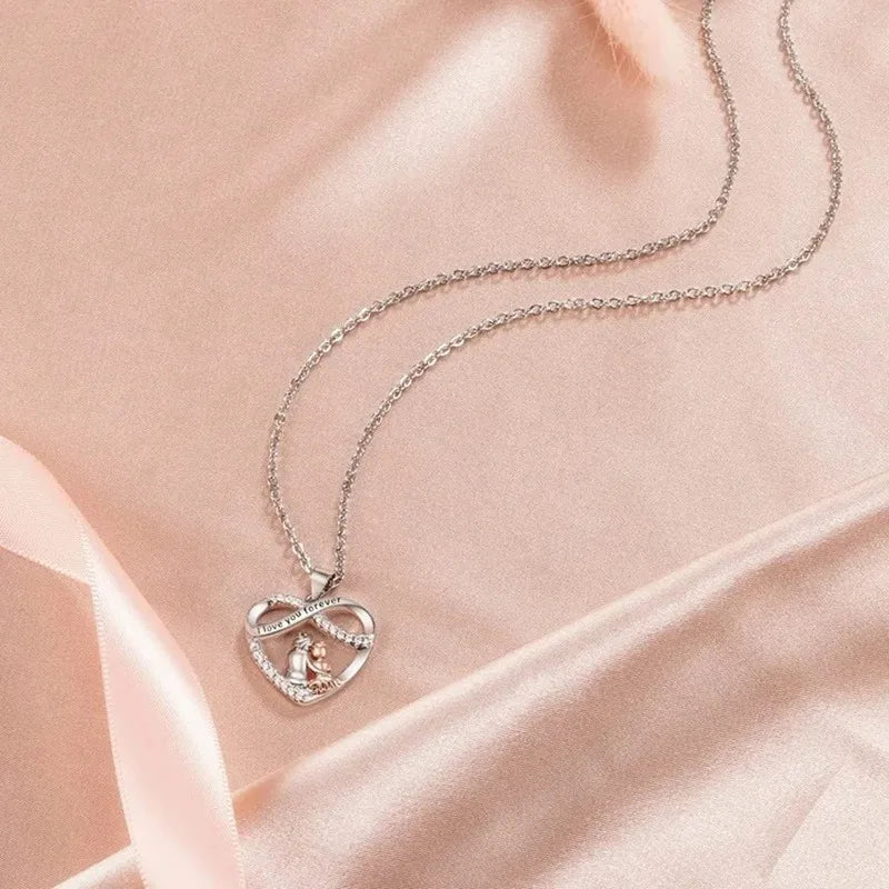 Colgante de corazón infinito: collar de abuela y nieta con tarjeta de deseos